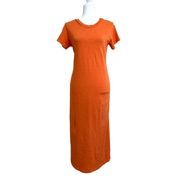 LNA Dresses & Skirts - LNA Clothing Mayer Tee Slub Dress Cutout Orange Cotton USA Size S NEW $156